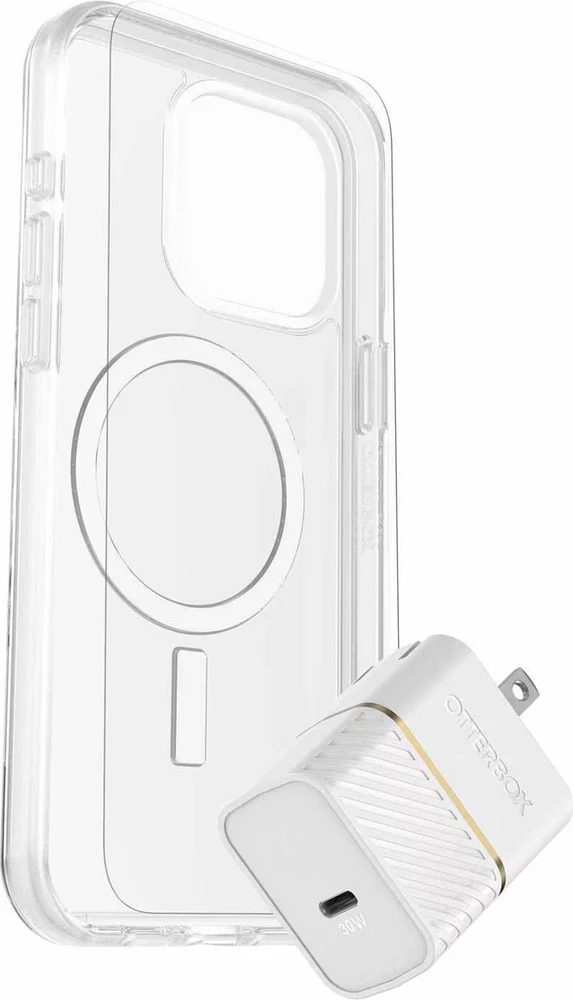 Protection+Power Kit (Symmetry Clear MagSafe w/Glass + Wall Charger 30W White) for iPhone 16