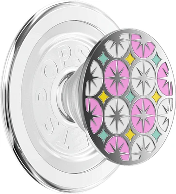 PopSockets 807477 PopGrip pour MagSafe Rond avec Anneau Adaptateur Enamel Atomic Wallpaper