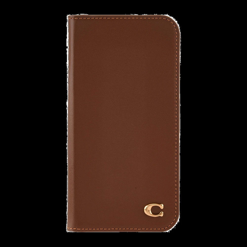 iPhone 16 Pro Coach Leather Folio Case - Hazelnut