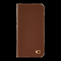 iPhone 16 Pro Coach Leather Folio Case - Hazelnut