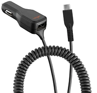 Ventev R2400TYPCVNV Chargeur de Voiture USB-C 4A avec Extra USB Câble Noir