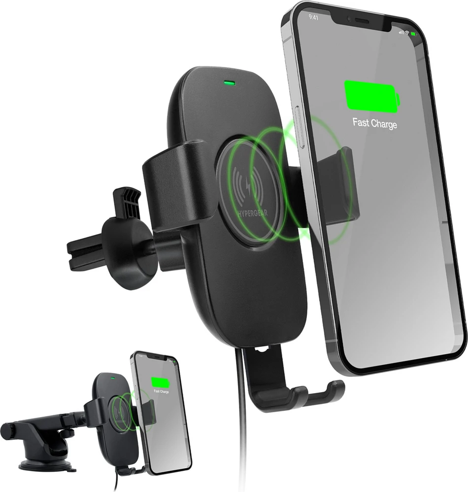 HyperGear Gravity 15W Wireless Fast Charge Mount - Black