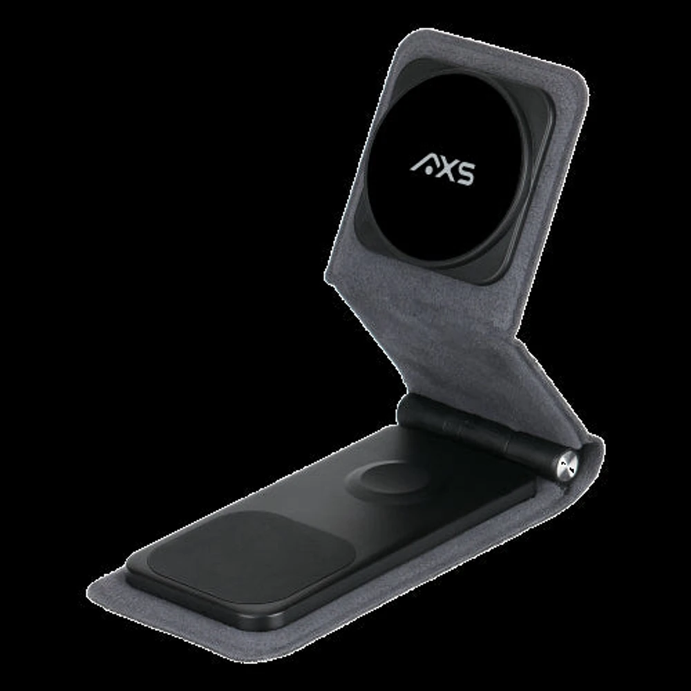 AXS Station de recharge portative sans fil 3-en-1 | Noir