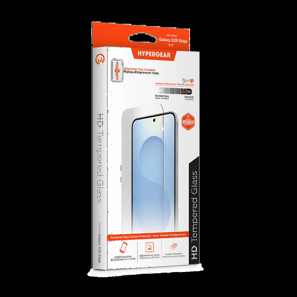 Samsung Galaxy S25 Edge HyperGear Tempered Glass Screen Protector w/Installation Applicator Tray