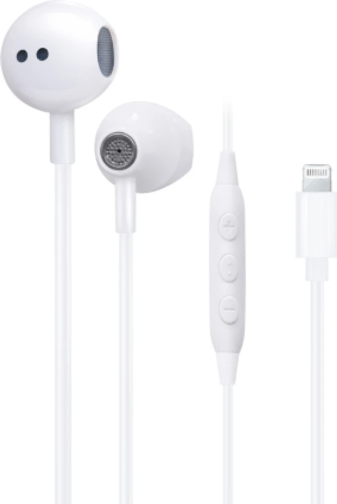 AXS Écouteurs filaires avec micro et connecteur Lightning | Blanc