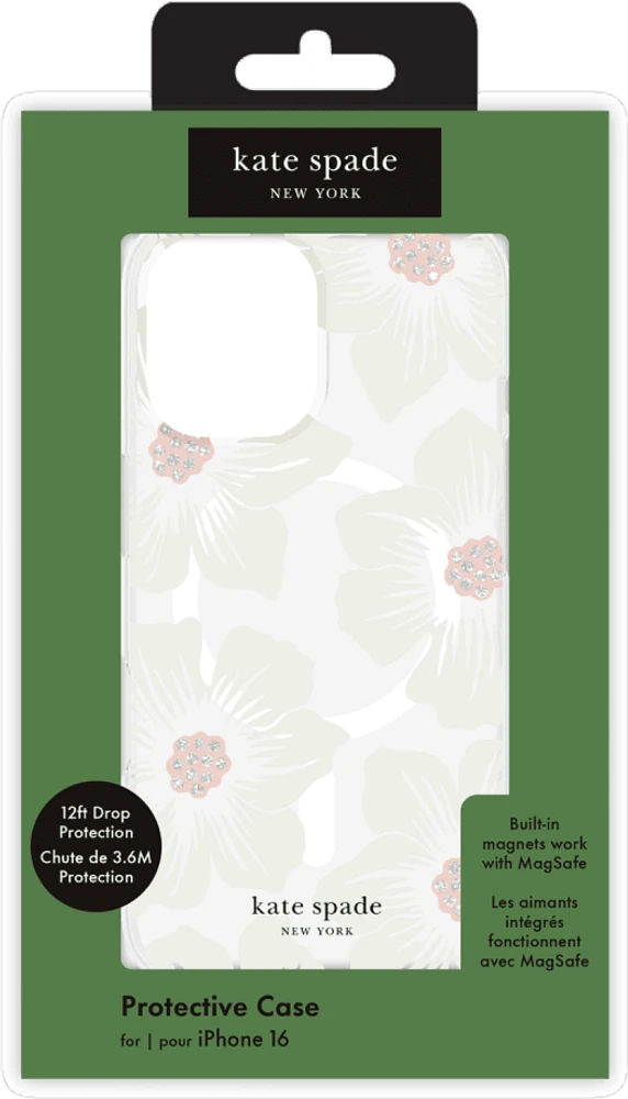 iPhone 16 Kate Spade Protective Prints MagSafe Case - Hollyhock Floral
