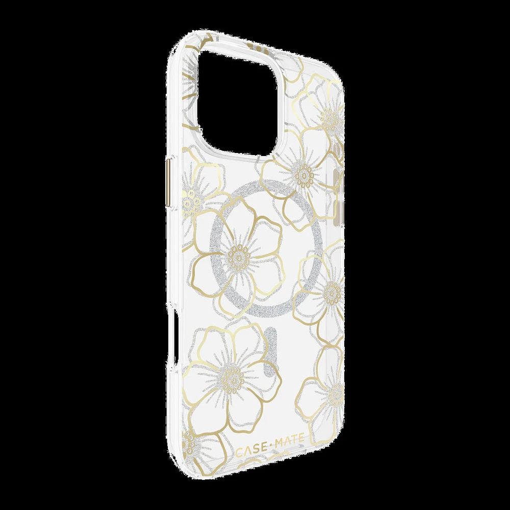 iPhone 16 Pro Max Case-Mate Floral Gems MagSafe Case - Gold