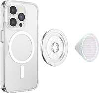 PopSockets 807474 PopGrip pour MagSafe Rond avec Anneau Adaptateur Fluted Opalescent