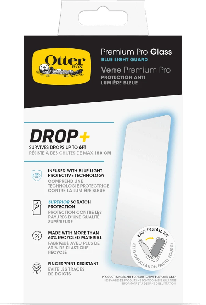 OtterBox - Premium Pro Glass Antimicrobial Blue Light Screen Protector for Apple iPhone 16 Pro Max - Clear