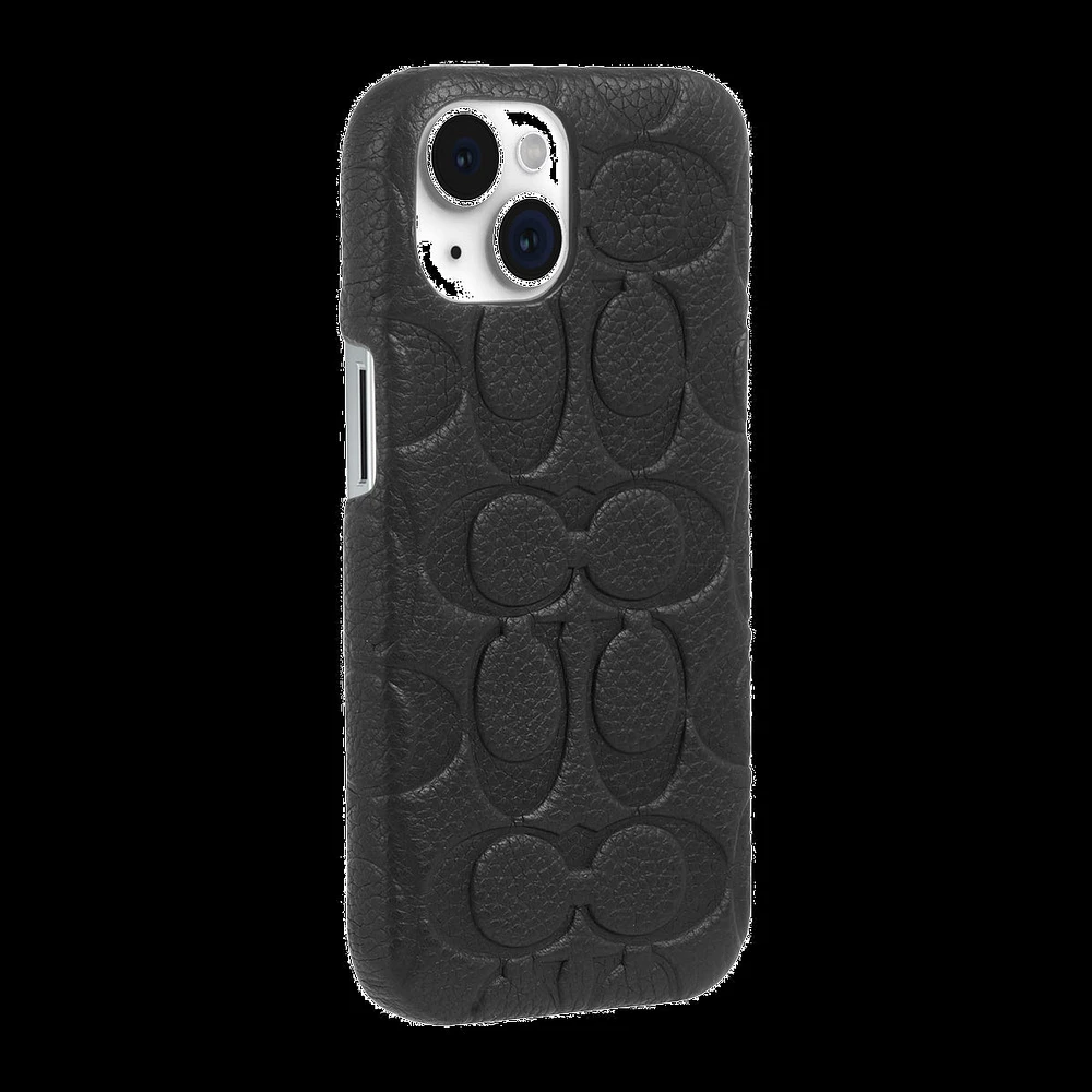 iPhone 15/14/13 Coach Leather Slim Wrap Signature C Case - Black Emboss