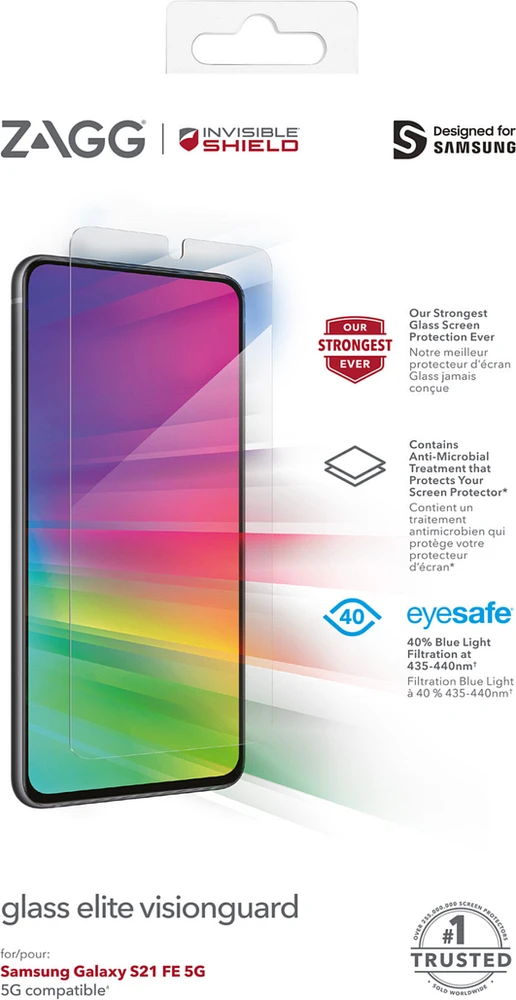 Zagg - Invisibleshield Glass Elite Visionguard Plus Screen Protector Samsung Galaxy S21 FE 5G  - Clear