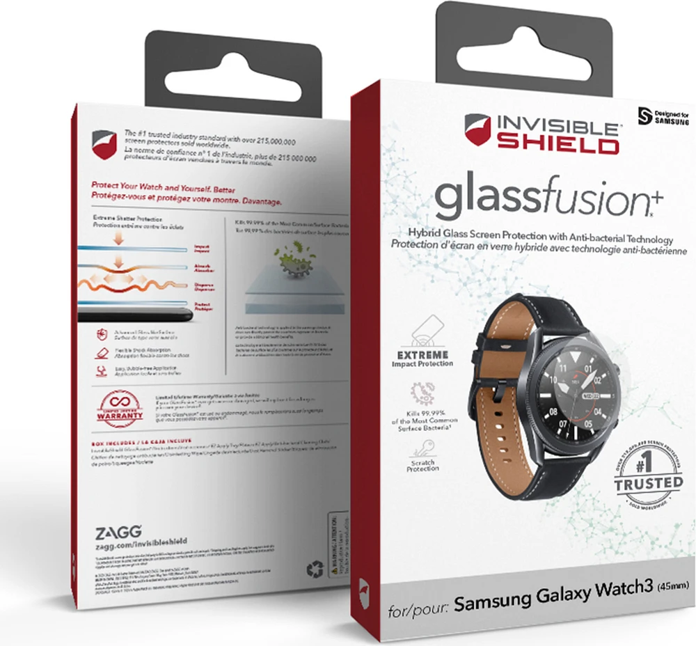 ZAGG protecteur d’écran InvisibleShield GlassFusion Plus-Samsung Galaxy Watch3 (45mm)