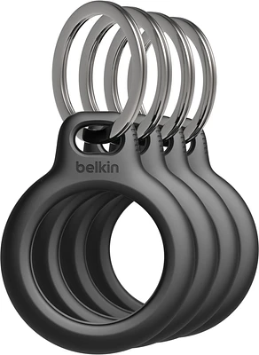 Belkin MSC001btBK Lot de 4 Porte-Clés Sécurisé avec Fonction de Porte-Clés Noir pour AirTag 4-Pack