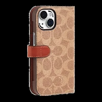 iPhone 15/14/13 Coach Folio Signature C Case - Tan