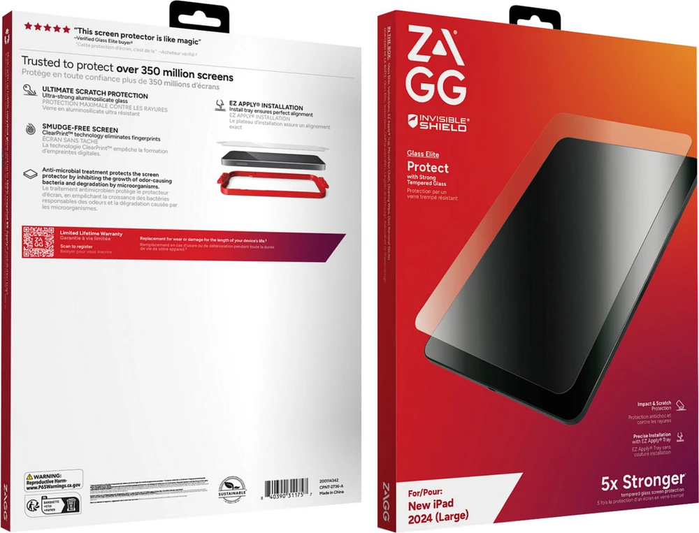 iPad Air 13 2024 ZAGG InvisibleShield Glass Elite Screen Protector