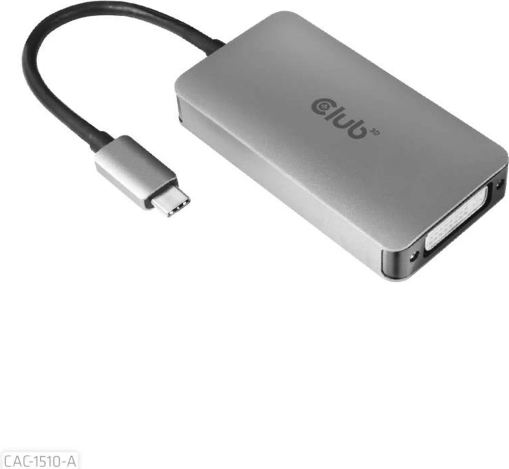 Club3D CAC-1510-A Prise en Charge des Résolutions 4K30HZ USB-C vers DVI I Dual Link-Adaptateur HDCP OFF Gris