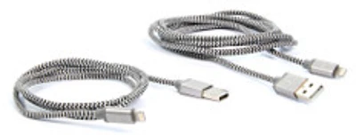 Câble Lightning IQ pour recharge & synchronisation - Boîte de 2 câbles - Tressé Gris & Noir - 0,9 m & 1,8 m pour téléphones Apple