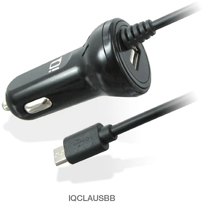 USB 4.8A Car Charger with Built-In Coiled Micro USB Cable