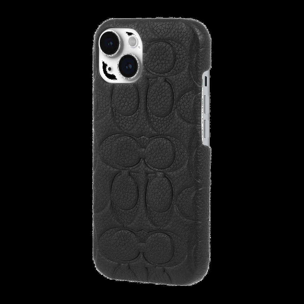 iPhone 15/14/13 Coach Leather Slim Wrap Signature C Case - Black Emboss