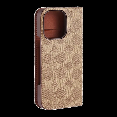 iPhone 16 Pro Coach Folio Signature C Case - Tan