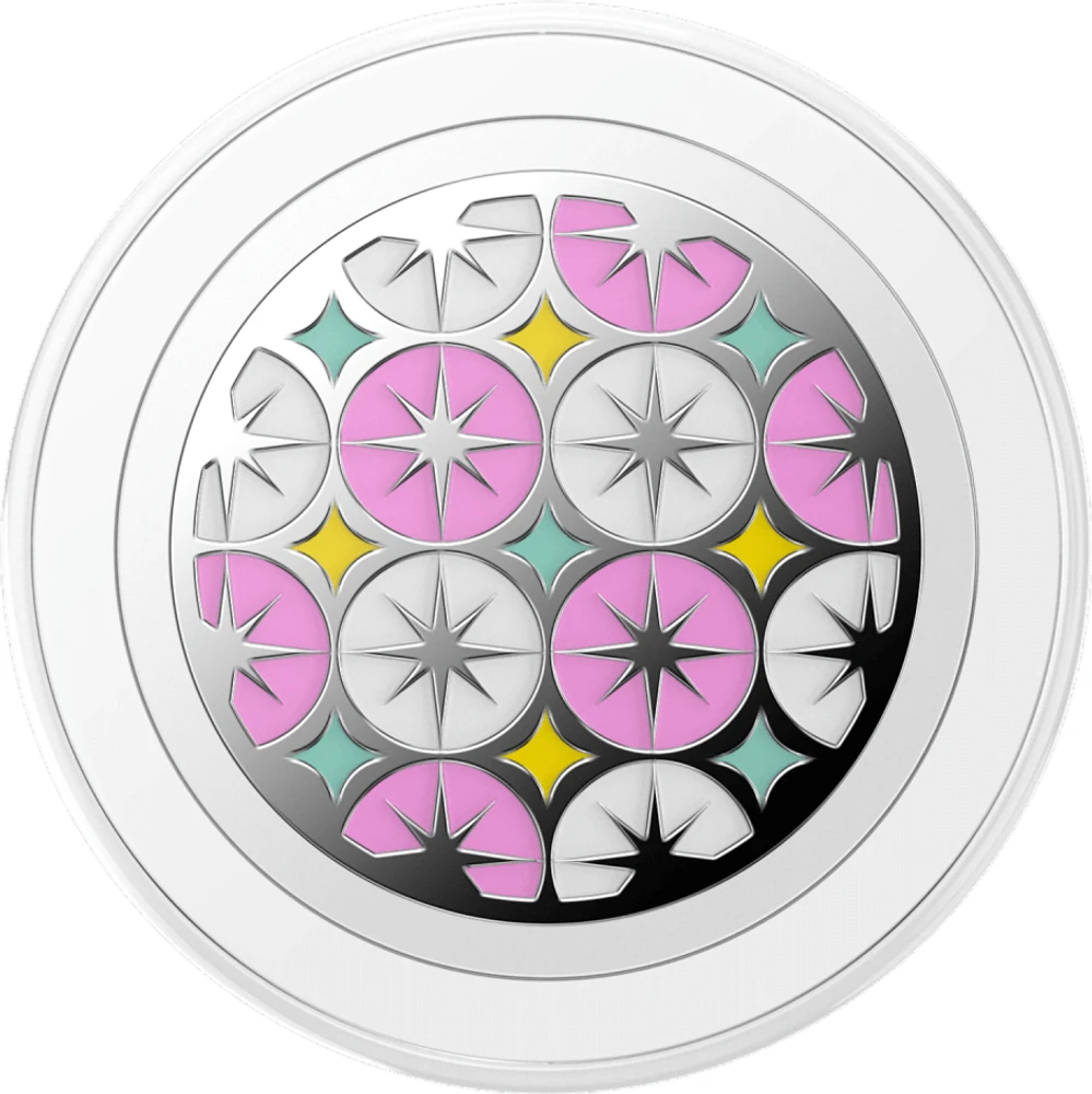 PopSockets 807477 PopGrip pour MagSafe Rond avec Anneau Adaptateur Enamel Atomic Wallpaper