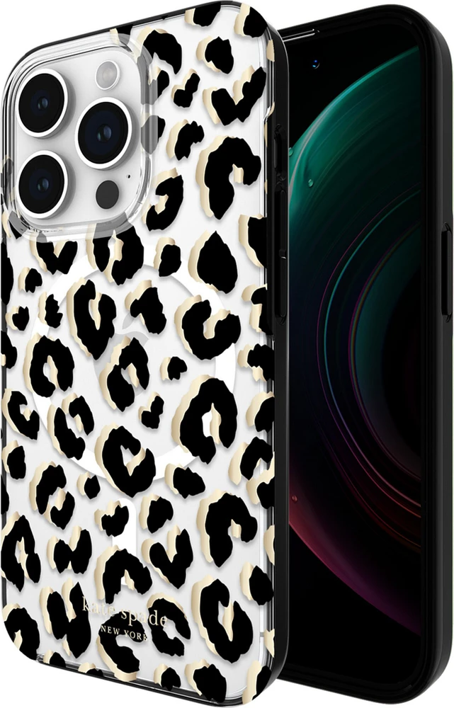 Kate Spade KS052492 Étui de Protection pour MagSafe City Leopard Noir pour iPhone 15 Pro