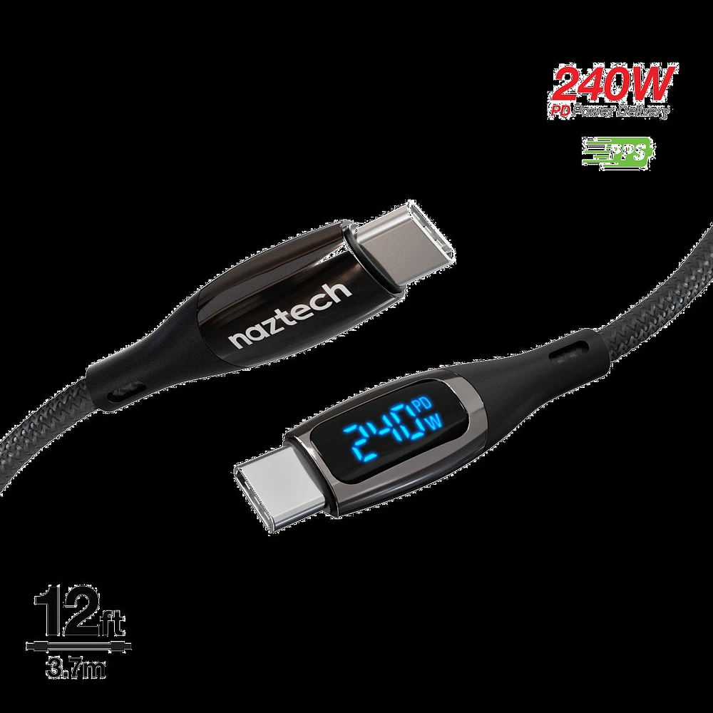 Naztech ft DigiWATT 240W USB-C to USB-C Digital Fast Charge Cable with LED Power Display