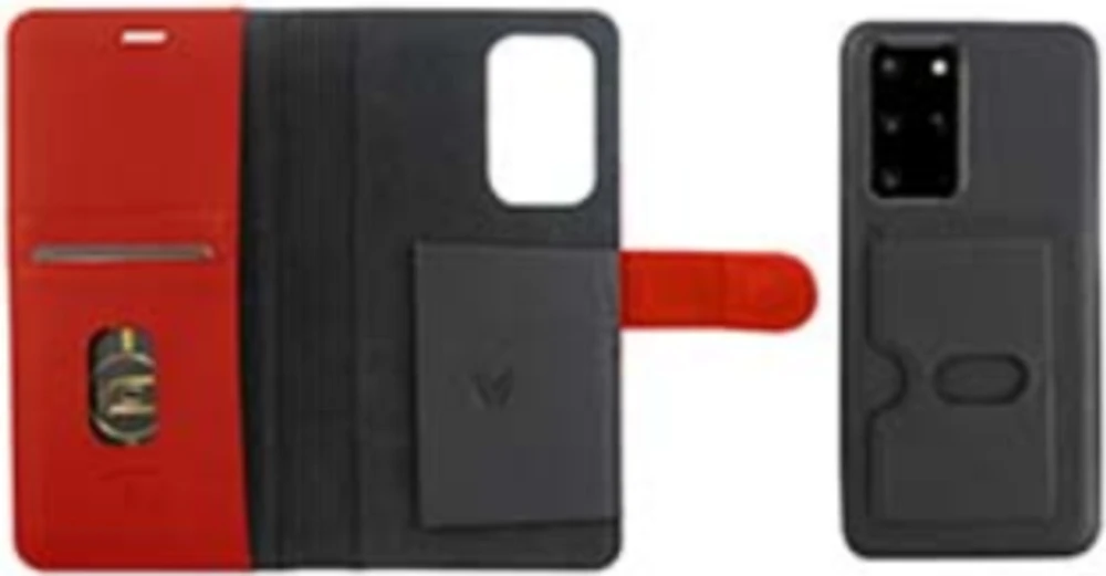 Uunique étui portefeuille détachable écolo 2-en-1 en cuir véritable - Samsung Galaxy S20+, noir/rouge