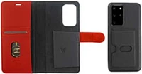 Uunique étui portefeuille détachable écolo 2-en-1 en cuir véritable - Samsung Galaxy S20+, noir/rouge