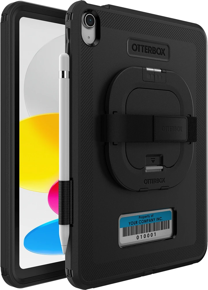 iPad 10.9 2022 Otterbox Defender Series Case with Kickstand/Handstrap - Black (Black Pro V2)