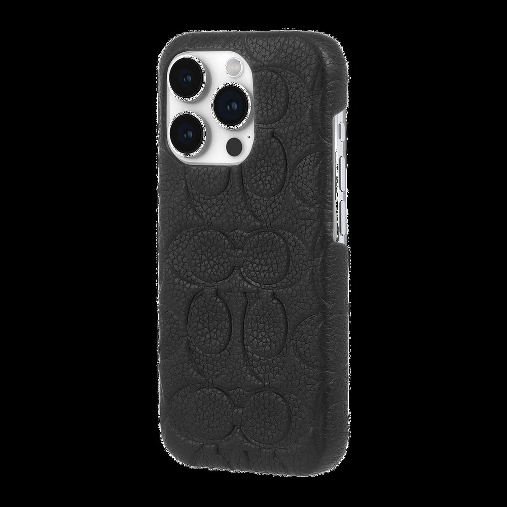 iPhone 15 Pro Coach Leather Slim Wrap Signature C Case - Black Emboss