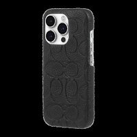 iPhone 15 Pro Coach Leather Slim Wrap Signature C Case - Black Emboss