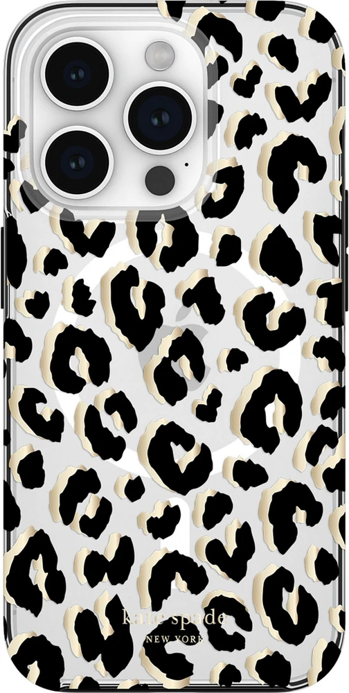 iPhone 15 Pro Kate Spade Protective Hardshell MagSafe Case - City Leopard