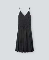 Vestido midi tirantes negro mujer