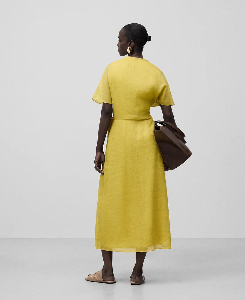 Adolfo Dominguez Linen Midi Verde De Vestido Midi De Lino Verde