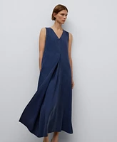 Vestido evasé azul marino mujer