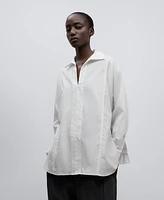 Camisa blanca manga japonesa mujer