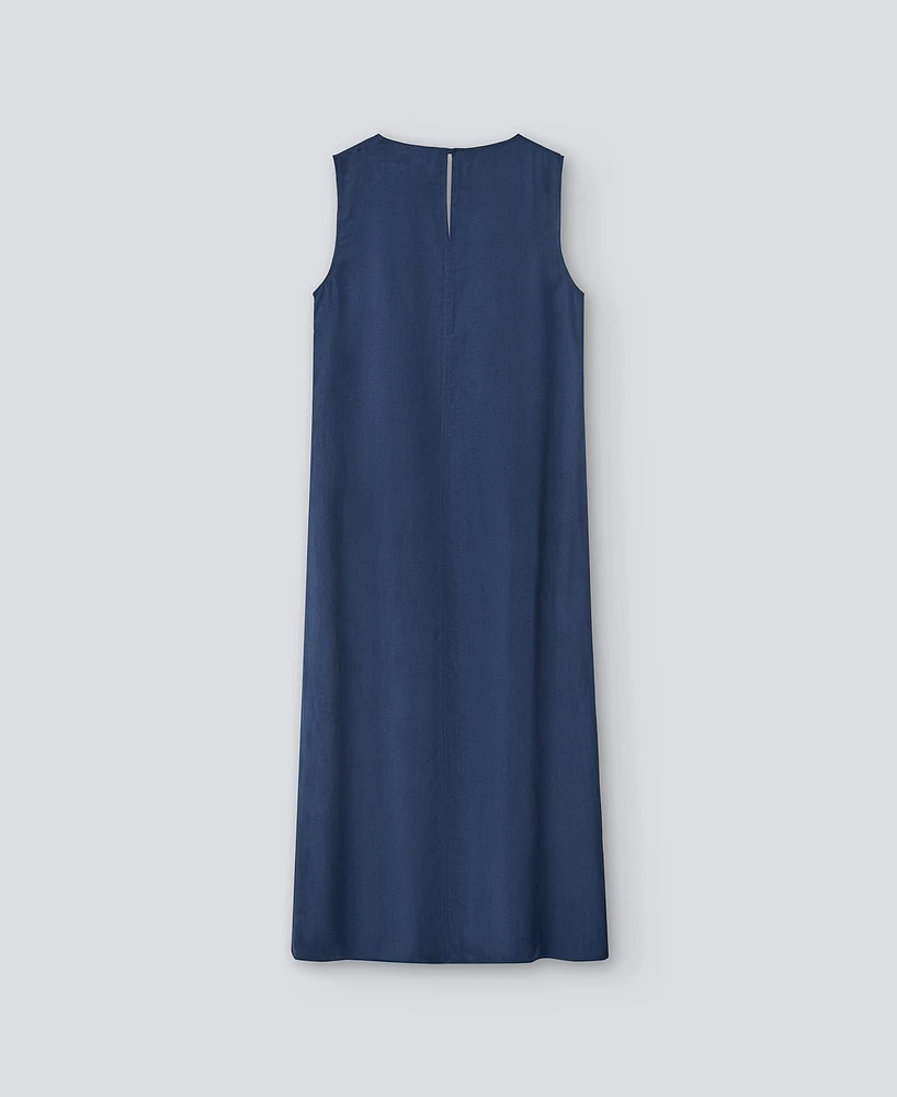 Vestido evasé azul marino mujer