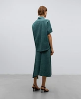 Falda asimétrica en algodón verde mujer