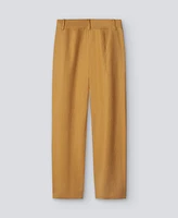 Pantalón en lino amarillo mujer