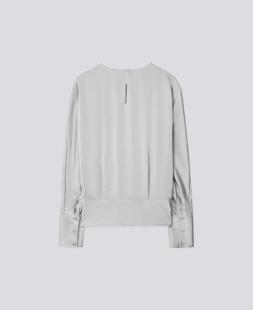 Blusa blanca cuello fruncido mujer