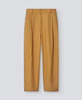Pantalón en lino amarillo mujer