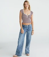 Thin Stripe Scoop-Neck Henley
