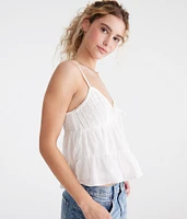 Crocheted Bodice V-Neck Tank