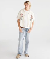 Floral Boxy Linen Camp Shirt