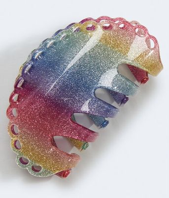 Rainbow Glitter Claw Hair Clip
