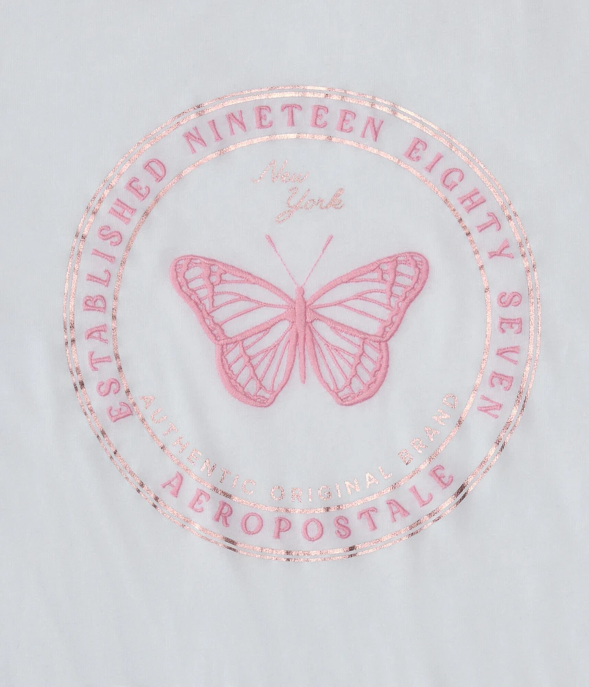 Aeropostale Butterfly Foil Graphic Tee