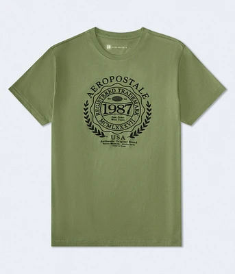 Aeropostale Laurel Circle Flocked Graphic Tee