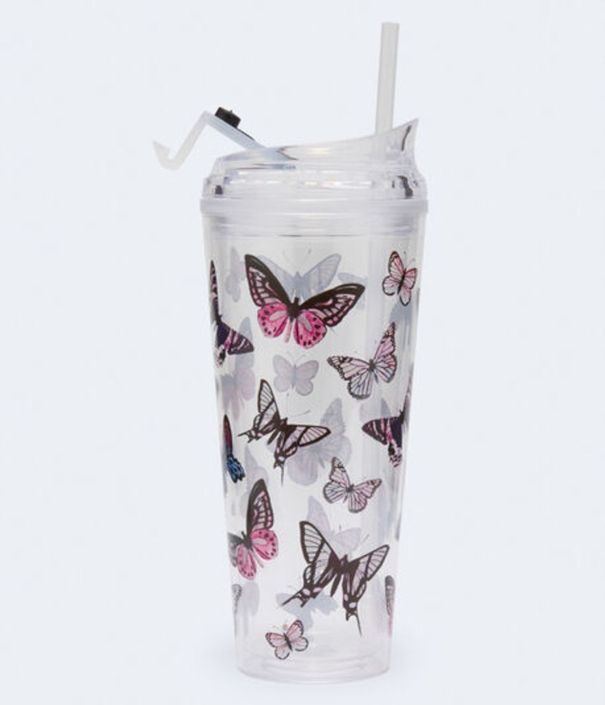 Butterflies Floral Flip-Top Water Bottle