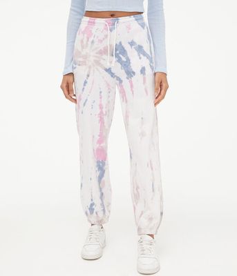 Tie-Dye Baggy High-Waisted Cinched Sweatpants